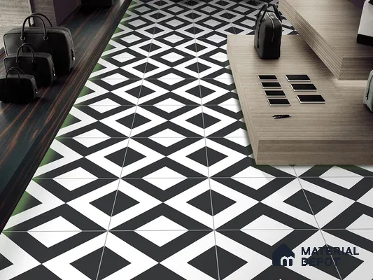 Moroccan Wall & Floor Tile TL 09469 Tele Monochrome 2 ft x 2 ft Matte Finish Vitrified Tile - 9 mm | 1 Random Design | Suitable For Kitchen, Bathroom, Dining Area | Please Expect a Slight Variation of Pattern
