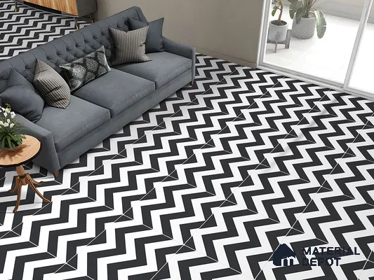 Moroccan Wall & Floor Tile TL 09466 Emo Monochrome 2 ft x 2 ft Matte Finish Vitrified Tile - 9 mm | 1 Random Design | Suitable For Balcony, Bathroom, Dining Area | Please Expect a Slight Variation of Pattern