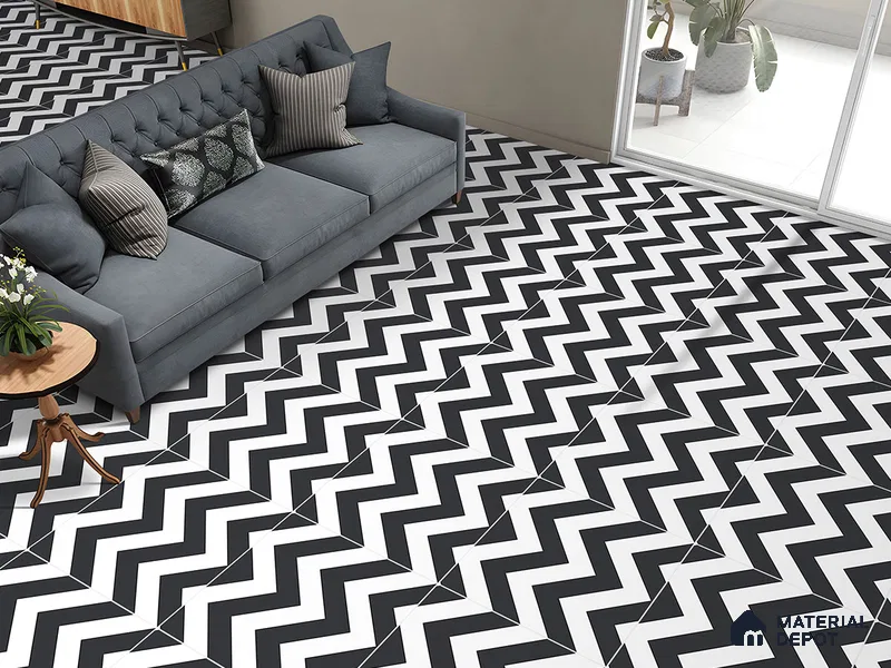 Moroccan Wall & Floor Tile TL 09466 Emo Monochrome 2 ft x 2 ft Matte Finish Vitrified Tile - 9 mm | 1 Random Design | Suitable For Balcony, Bathroom, Dining Area | Please Expect a Slight Variation of Pattern