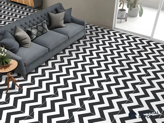 Moroccan Wall & Floor Tile TL 09466 Emo Black 2 ft x 2 ft Matte Finish Vitrified Tile - 9 mm | 1 Random Design | Suitable For Living Room, Bedroom, Bathroom | Please Expect a Slight Variation of Pattern