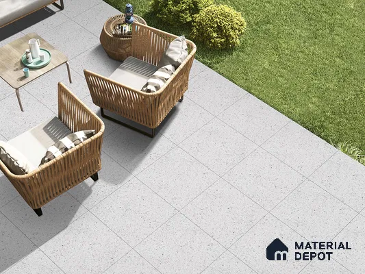 Terrazzo Wall & Floor Tile TL 09480 B Poly Pearl 2 ft x 2 ft Matte Finish Vitrified Tile - 9 mm | 3 Random Design | Suitable For Living Room, Kitchen, Bathroom