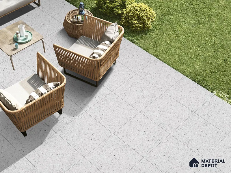 Terrazzo Wall & Floor Tile TL 09480 B Poly Pearl 2 ft x 2 ft Matte Finish Vitrified Tile - 9 mm | 3 Random Design | Suitable For Living Room, Kitchen, Bathroom