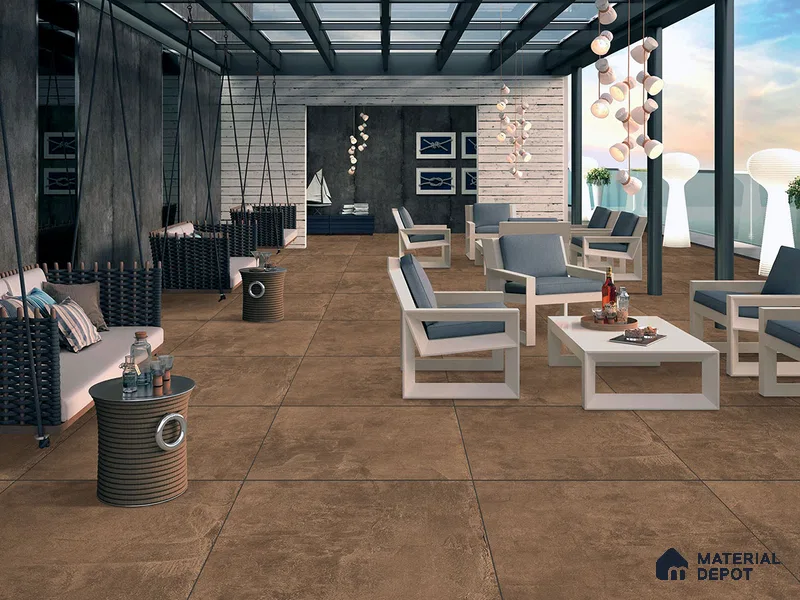 Cement Wall & Floor Tile TL 09473 B Soho Brown 2 ft x 2 ft Matte Finish Vitrified Tile - 9 mm | 4 Random Design | Suitable For Living Room, Bedroom, Bathroom