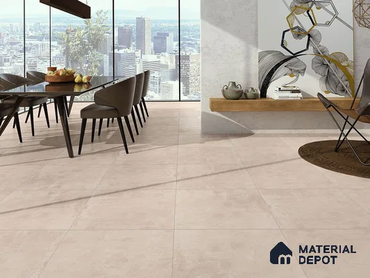 Cement Wall & Floor Tile TL 09473 Soho Crema 2 ft x 2 ft Matte Finish Vitrified Tile - 9 mm | 4 Random Design | Suitable For Living Room, Bedroom, Bathroom