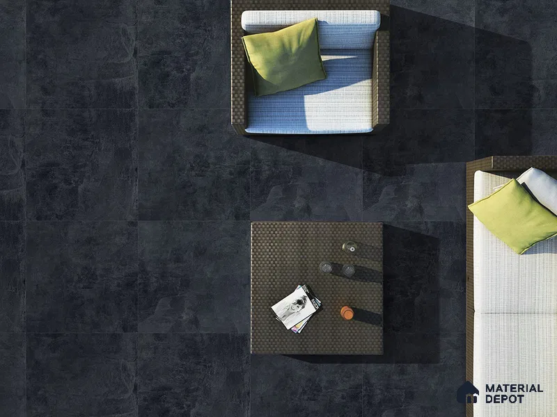 Cement Floor Tile TL 09473 C Soho Black 2 ft x 2 ft Matte Finish Vitrified Tile - 9 mm | 4 Random Design | Suitable For Living Room, Bedroom, Bathroom