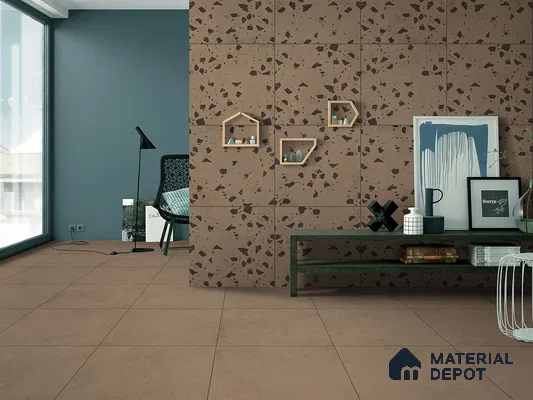 Terrazzo Wall & Floor Tile TL 09478 Cushion Roast 2 ft x 2 ft Matte Finish Vitrified Tile - 9 mm | 6 Random Design | Suitable For Living Room, Kitchen, Bathroom