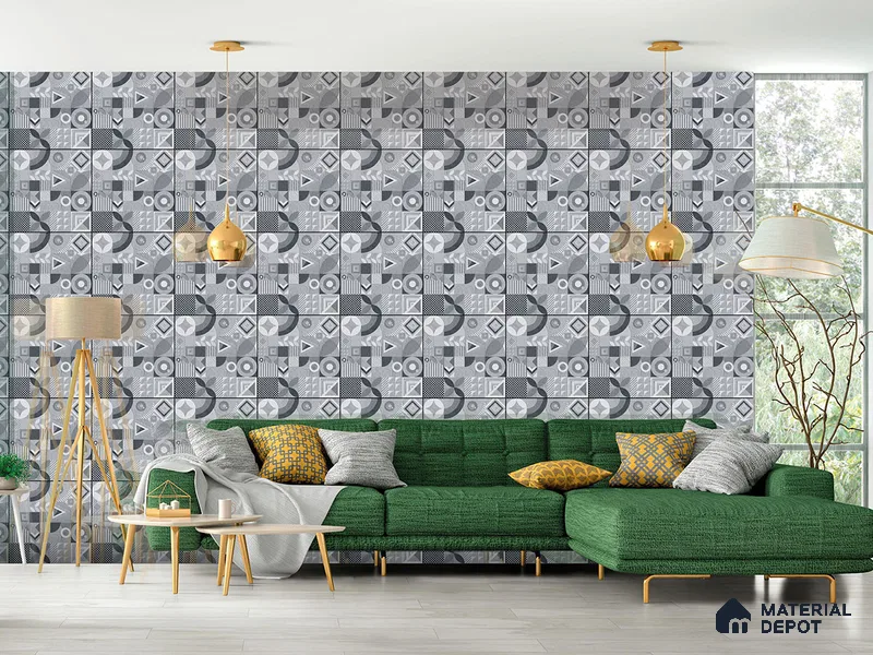 Moroccan Floor Tile TL 09463 B Hannover Gris 2 ft x 2 ft Stonelo Finish Vitrified Tile - 9 mm | 1 Random Design | Suitable For Kitchen, Accent/Feature Wall, Dining Area | Please Expect a Slight Variation of Pattern