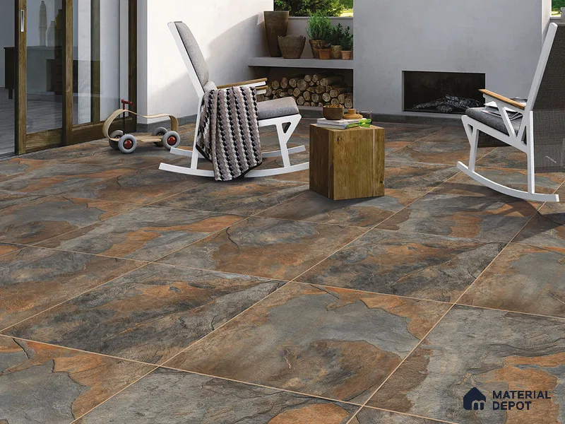Stone Floor Tile TL 09462 B 2 ft x 2 ft Matte Finish Vitrified Tile - 9 mm | 4 Random Design | Suitable For Bathroom, Terrace & Balcony
