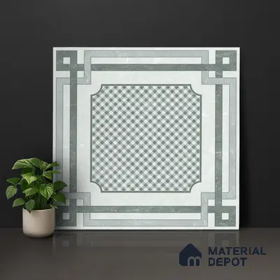 Grey Moroccan Wall & Floor Tile TL 06979 2 ft x 2 ft Vitrified Carving Matte Finish - 9 mm | Suitable for Living Room, Bedroom, Bathroom | Please Expect a Slight Variation of Pattern
