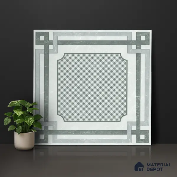 Grey Moroccan Wall & Floor Tile TL 06979 2 ft x 2 ft Vitrified Carving Matte Finish - 9 mm | Suitable for Living Room, Bedroom, Bathroom | Please Expect a Slight Variation of Pattern