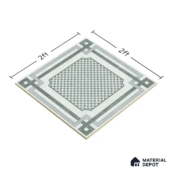 Grey Moroccan Wall & Floor Tile TL 06979 2 ft x 2 ft Vitrified Carving Matte Finish - 9 mm | Suitable for Living Room, Bedroom, Bathroom | Please Expect a Slight Variation of Pattern