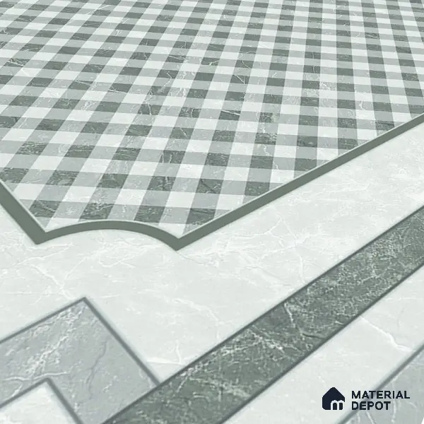 Grey Moroccan Wall & Floor Tile TL 06979 2 ft x 2 ft Vitrified Carving Matte Finish - 9 mm | Suitable for Living Room, Bedroom, Bathroom | Please Expect a Slight Variation of Pattern