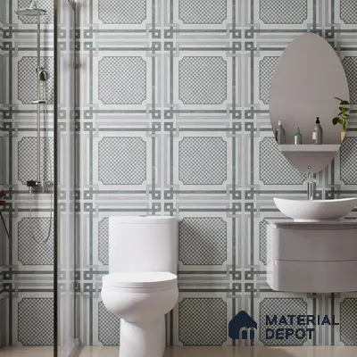 Grey Moroccan Wall & Floor Tile TL 06979 2 ft x 2 ft Vitrified Carving Matte Finish - 9 mm | Suitable for Living Room, Bedroom, Bathroom | Please Expect a Slight Variation of Pattern