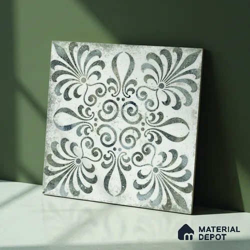 White Patterned Wall & Floor Tile TL 06963 2 ft x 2 ft Vitrified Carving Matte Finish - 9 mm | Suitable for Living Room, Bedroom, Bathroom | Please Expect a Slight Variation of Pattern