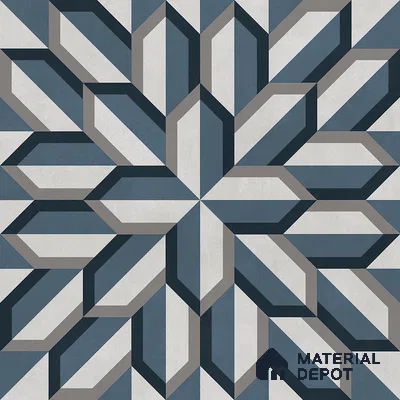 Blue Geometric Wall & Floor Tile TL 06876 2 ft x 2 ft Vitrified Carving Matte Finish - 9 mm | Suitable for Living Room, Bedroom, Bathroom | Please Expect a Slight Variation of Pattern (Sample)