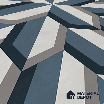 Blue Geometric Wall & Floor Tile TL 06876 2 ft x 2 ft Vitrified Carving Matte Finish - 9 mm | Suitable for Living Room, Bedroom, Bathroom | Please Expect a Slight Variation of Pattern (Sample)