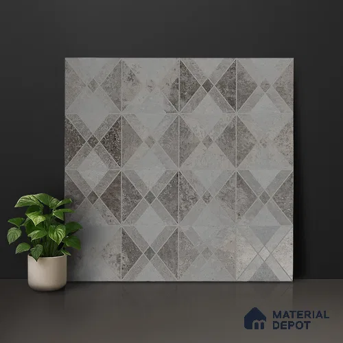 Grey Moroccan Wall & Floor Tile TL 06895 2 ft x 2 ft Vitrified Carving Matte Finish - 9 mm | Suitable for Living Room, Bedroom, Bathroom | Please Expect a Slight Variation of Pattern