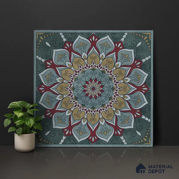 Moroccan Wall & Floor Tile TL 06994   2 ft x 2 ft Vitrified Carving Matte Finish - 9 mm | Suitable for Living Room, Bedroom, Bathroom | Please Expect a Slight Variation of Pattern