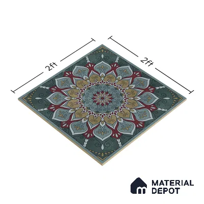 Moroccan Wall & Floor Tile TL 06994   2 ft x 2 ft Vitrified Carving Matte Finish - 9 mm | Suitable for Living Room, Bedroom, Bathroom | Please Expect a Slight Variation of Pattern