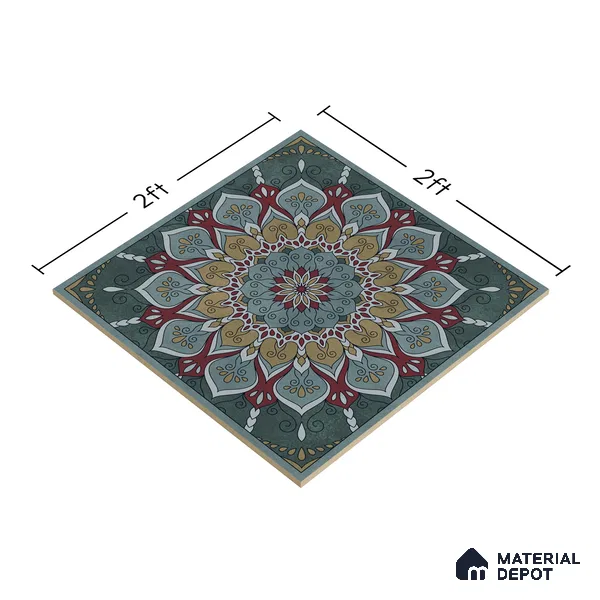 Moroccan Wall & Floor Tile TL 06994   2 ft x 2 ft Vitrified Carving Matte Finish - 9 mm | Suitable for Living Room, Bedroom, Bathroom | Please Expect a Slight Variation of Pattern