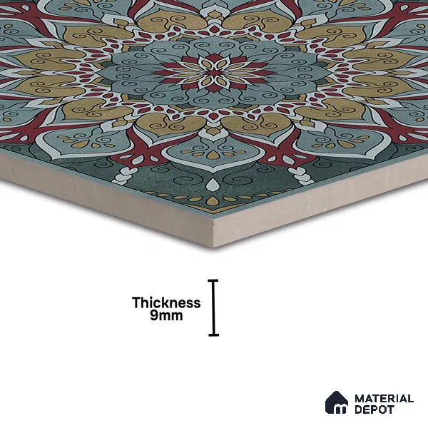 Moroccan Wall & Floor Tile TL 06994   2 ft x 2 ft Vitrified Carving Matte Finish - 9 mm | Suitable for Living Room, Bedroom, Bathroom | Please Expect a Slight Variation of Pattern