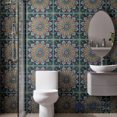 Moroccan Wall & Floor Tile TL 06994   2 ft x 2 ft Vitrified Carving Matte Finish - 9 mm | Suitable for Living Room, Bedroom, Bathroom | Please Expect a Slight Variation of Pattern