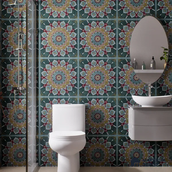 Moroccan Wall & Floor Tile TL 06994   2 ft x 2 ft Vitrified Carving Matte Finish - 9 mm | Suitable for Living Room, Bedroom, Bathroom | Please Expect a Slight Variation of Pattern