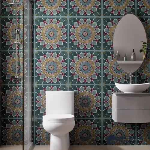 Moroccan Wall & Floor Tile TL 06994 2 ft x 2 ft Vitrified Carving Matte Finish - 9 mm | Suitable for Living Room, Bedroom, Bathroom | Please Expect a Slight Variation of Pattern