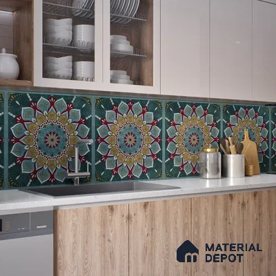 Moroccan Wall & Floor Tile TL 06994   2 ft x 2 ft Vitrified Carving Matte Finish - 9 mm | Suitable for Living Room, Bedroom, Bathroom | Please Expect a Slight Variation of Pattern