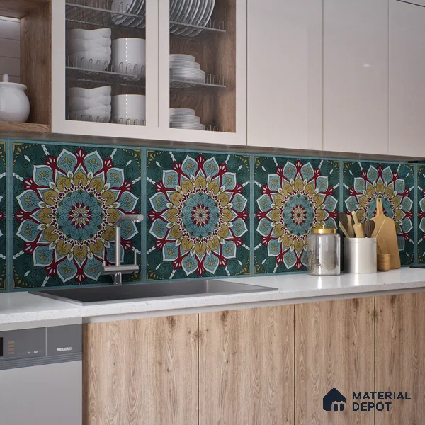 Moroccan Wall & Floor Tile TL 06994   2 ft x 2 ft Vitrified Carving Matte Finish - 9 mm | Suitable for Living Room, Bedroom, Bathroom | Please Expect a Slight Variation of Pattern