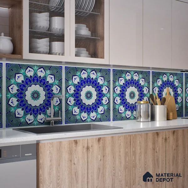 Moroccan Wall & Floor Tile TL 06993   2 ft x 2 ft Vitrified Carving Matte Finish - 9 mm | Suitable For Kitchen, Accent/Feature Wall, Dining Area | Please Expect a Slight Variation of Pattern