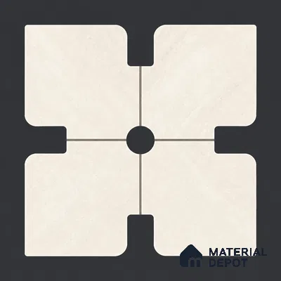 Moroccan Wall & Floor Tile TL 13416 Ivory Cross 2 ft x 2 ft Matte Carving Finish Vitrified Tile - 9 mm | Suitable For Kitchen, Bathroom, Balcony