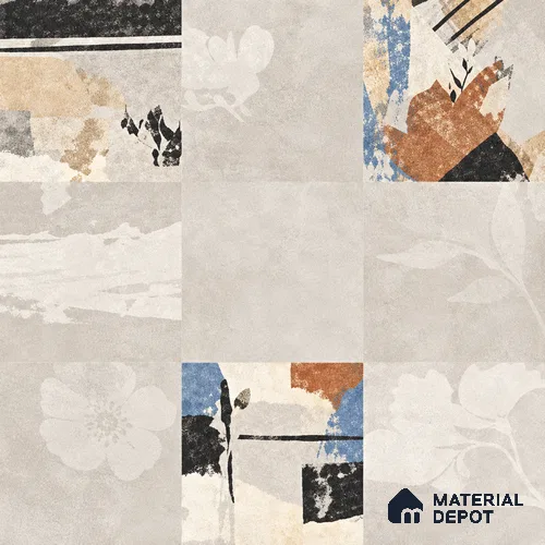 Moroccan Wall & Floor Tile TL 13405 Faded Collage 2 ft x 2 ft Matte Carving Finish Vitrified Tile - 9 mm | Suitable For Kitchen, Bathroom, Balcony