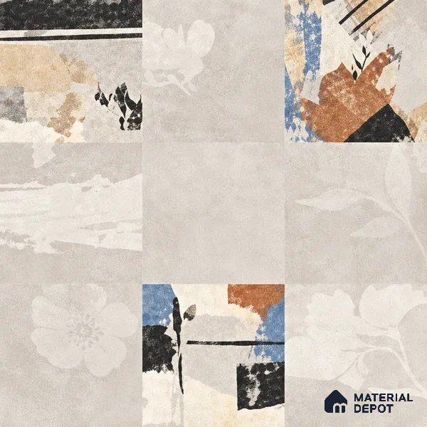 Moroccan Wall & Floor Tile TL 13405 Faded Collage 2 ft x 2 ft Matte Carving Finish Vitrified Tile - 9 mm | Suitable For Kitchen, Bathroom, Balcony