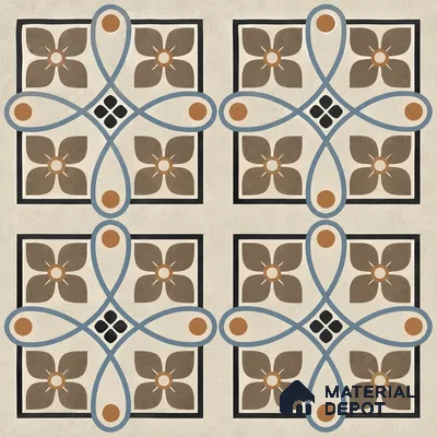 Moroccan Wall & Floor Tile TL 13399 Mocha Quatrefoil 2 ft x 2 ft Matte Finish Vitrified Tile - 9 mm | Suitable For Kitchen, Bathroom, Balcony