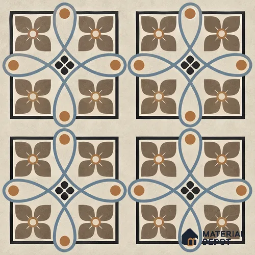 Moroccan Wall & Floor Tile TL 13399 Mocha Quatrefoil 2 ft x 2 ft Matte Finish Vitrified Tile - 9 mm | Suitable For Kitchen, Bathroom, Balcony