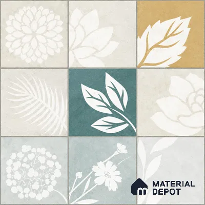 Moroccan Wall & Floor Tile TL 13403 Botanical Patchwork 2 ft x 2 ft Matte Finish Vitrified Tile - 9 mm | Suitable For Kitchen, Bathroom, Balcony