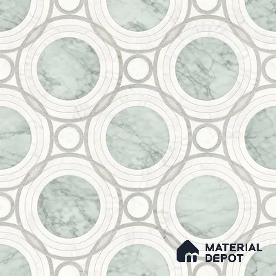 Moroccan Wall & Floor Tile TL 13408 Mint Rings 2 ft x 2 ft Matte Carving Finish Vitrified Tile - 9 mm | Suitable For Kitchen, Bathroom, Balcony