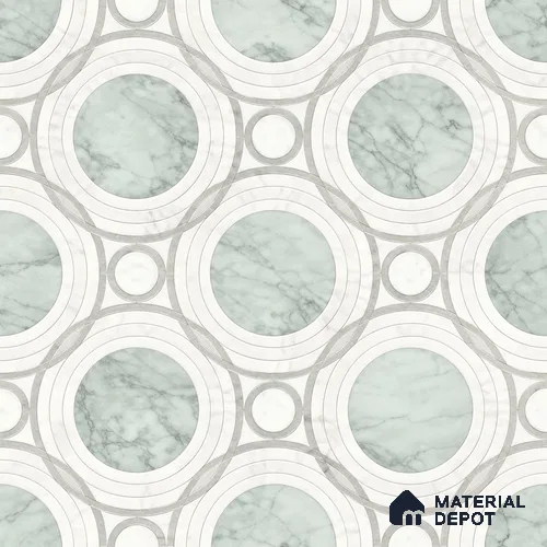 Moroccan Wall & Floor Tile TL 13408 Mint Rings 2 ft x 2 ft Matte Carving Finish Vitrified Tile - 9 mm | Suitable For Kitchen, Bathroom, Balcony