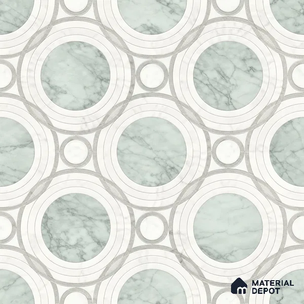 Moroccan Wall & Floor Tile TL 13408 Mint Rings 2 ft x 2 ft Matte Carving Finish Vitrified Tile - 9 mm | Suitable For Kitchen, Bathroom, Balcony