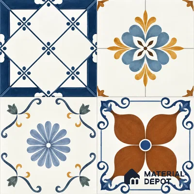 Moroccan Wall & Floor Tile TL 13394 Azulejo Bloom 2 ft x 2 ft Matte Finish Vitrified Tile - 9 mm | Suitable For Kitchen, Bathroom, Balcony