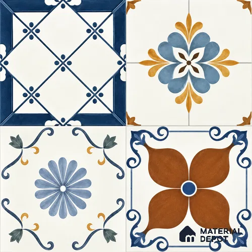 Moroccan Wall & Floor Tile TL 13394 Azulejo Bloom 2 ft x 2 ft Matte Finish Vitrified Tile - 9 mm | Suitable For Kitchen, Bathroom, Balcony