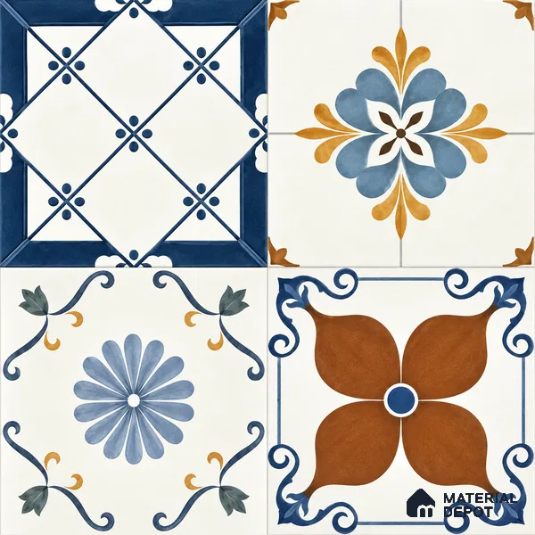 Moroccan Wall & Floor Tile TL 13394 Azulejo Bloom 2 ft x 2 ft Matte Finish Vitrified Tile - 9 mm | Suitable For Kitchen, Bathroom, Balcony