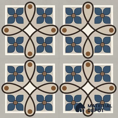 Moroccan Wall & Floor Tile TL 13399 B Navy Quatrefoil 2 ft x 2 ft Matte Finish Vitrified Tile - 9 mm | Suitable For Kitchen, Bathroom, Balcony
