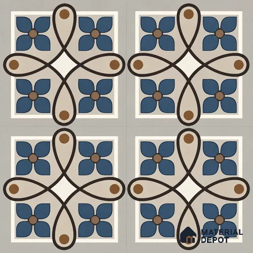 Moroccan Wall & Floor Tile TL 13399 B Navy Quatrefoil 2 ft x 2 ft Matte Finish Vitrified Tile - 9 mm | Suitable For Kitchen, Bathroom, Balcony