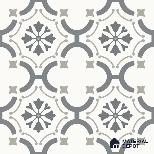 Moroccan Wall & Floor Tile TL 13392 Grey Medallion 2 ft x 2 ft Matte Finish Vitrified Tile - 9 mm | Suitable For Kitchen, Bathroom, Balcony