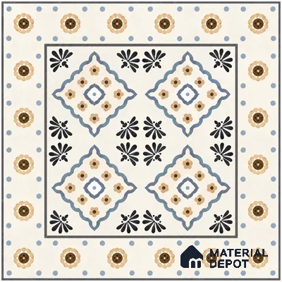 Moroccan Wall & Floor Tile TL 13413 Ivory Carpet 2 ft x 2 ft Matte Carving Finish Vitrified Tile - 9 mm | Suitable For Kitchen, Bathroom, Balcony