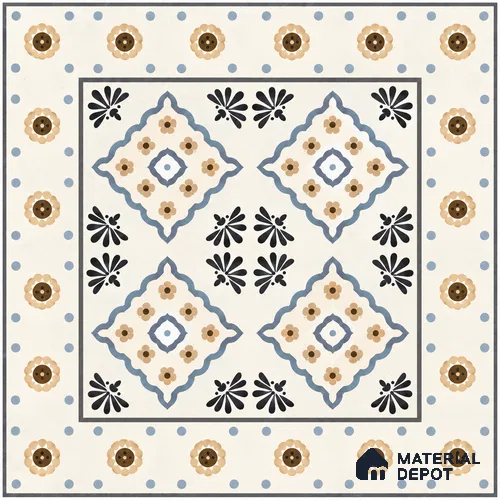 Moroccan Wall & Floor Tile TL 13413 Ivory Carpet 2 ft x 2 ft Matte Carving Finish Vitrified Tile - 9 mm | Suitable For Kitchen, Bathroom, Balcony