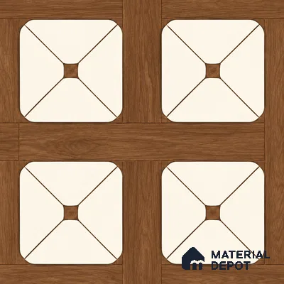 Moroccan Wall & Floor Tile TL 13412 Ivory Parquet 2 ft x 2 ft Matte Finish Vitrified Tile - 9 mm | Suitable For Kitchen, Bathroom, Balcony