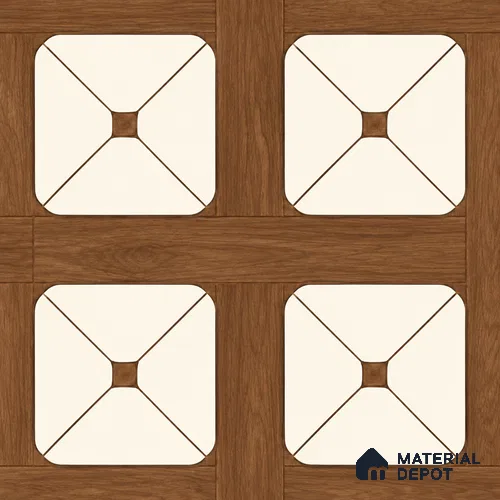 Moroccan Wall & Floor Tile TL 13412 Ivory Parquet 2 ft x 2 ft Matte Finish Vitrified Tile - 9 mm | Suitable For Kitchen, Bathroom, Balcony
